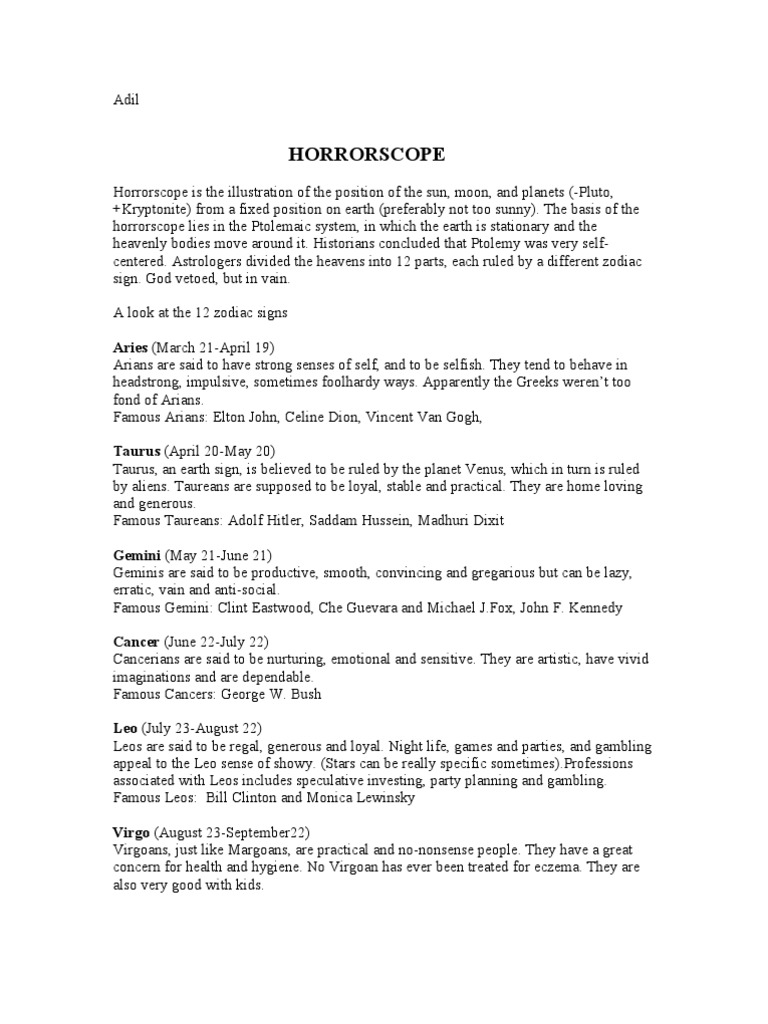Writing Sample 1 | PDF | Pisces (Astrology) | Astrological Sign