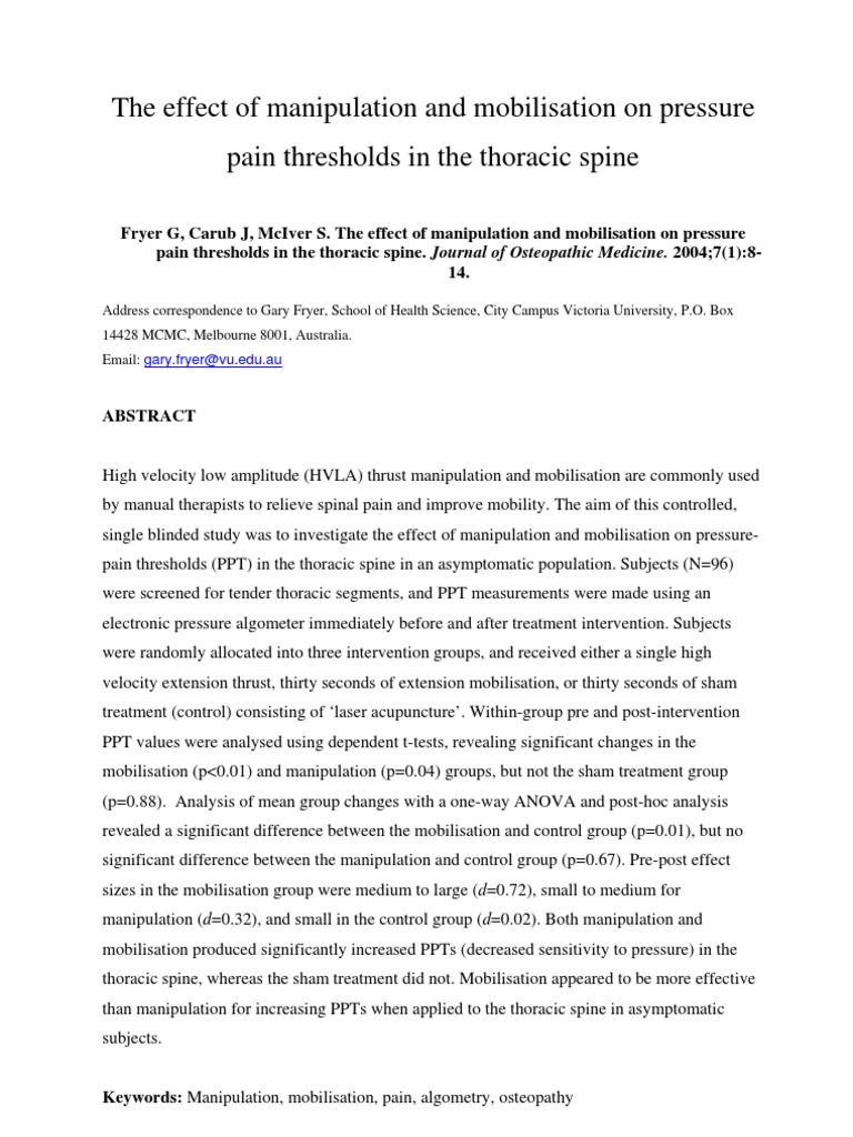 Manipulation and Mobilisation 2004 | PDF | Effect Size | Pain