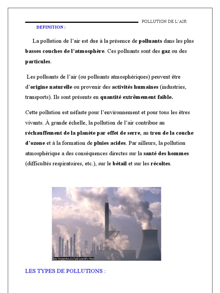 Pollution de l'air : causes et solutions | PDF | Pollution de l'air ...