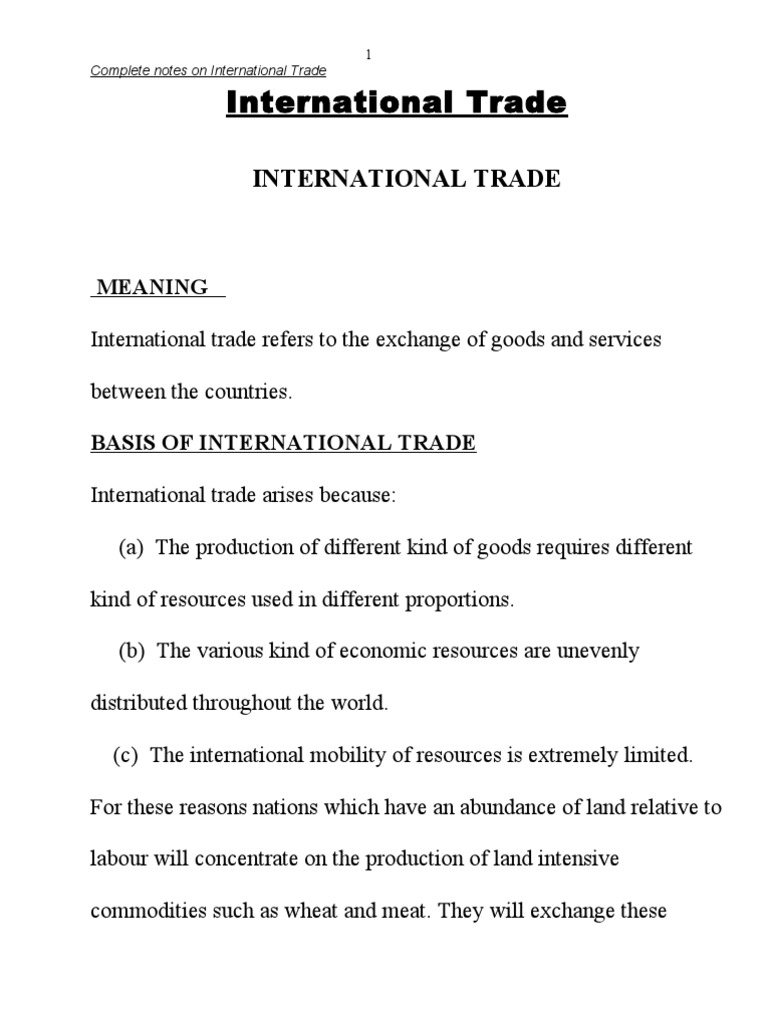 Comprehensive International Trade Notes | PDF | Exchange Rate | Balance ...