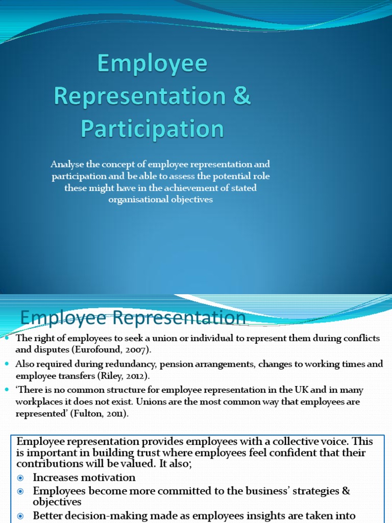 Employee Representation & Participation PDF Employment Motivation