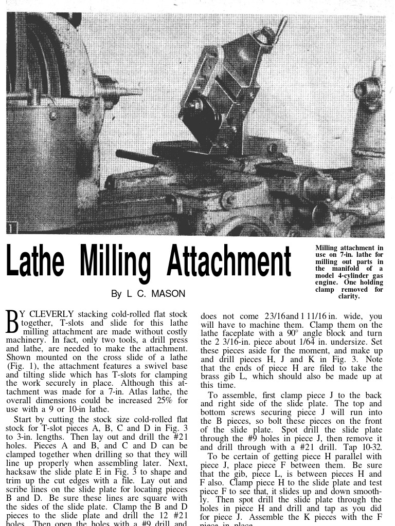 Lathe Milling Attach Plans | PDF