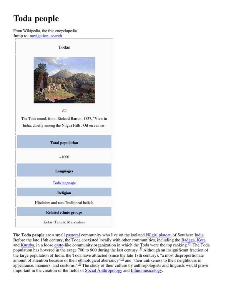 Toda People in India | PDF