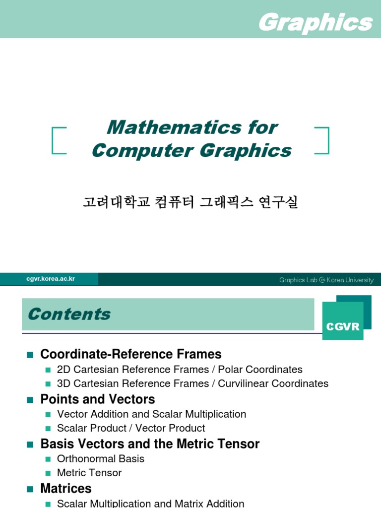Mathematics for Computer Graphics | PDF | Tensor | Vector Space