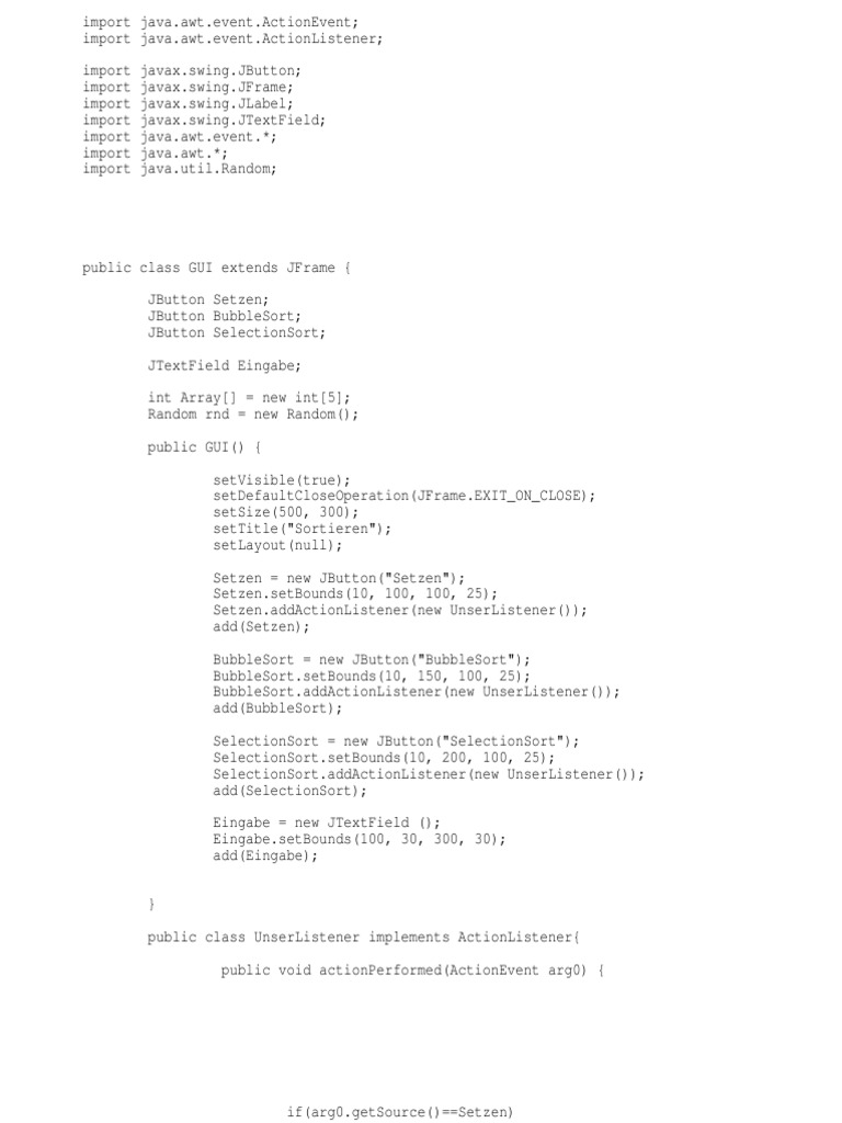 Java GUI for Sorting Algorithms | PDF