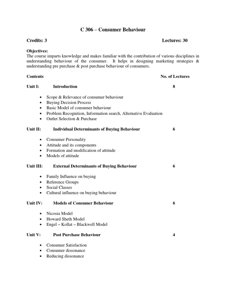 Consumer Behaviour Course Overview | PDF