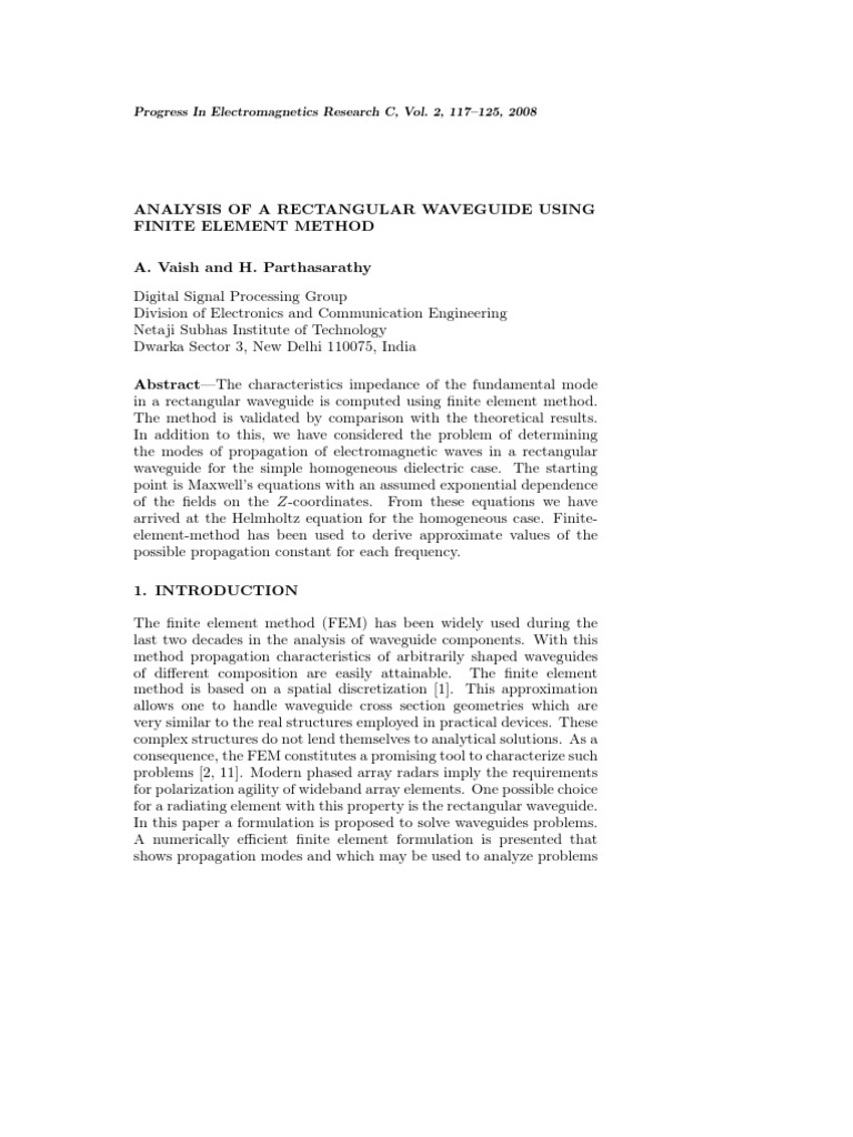 FEM Analysis of Rectangular Waveguide | PDF