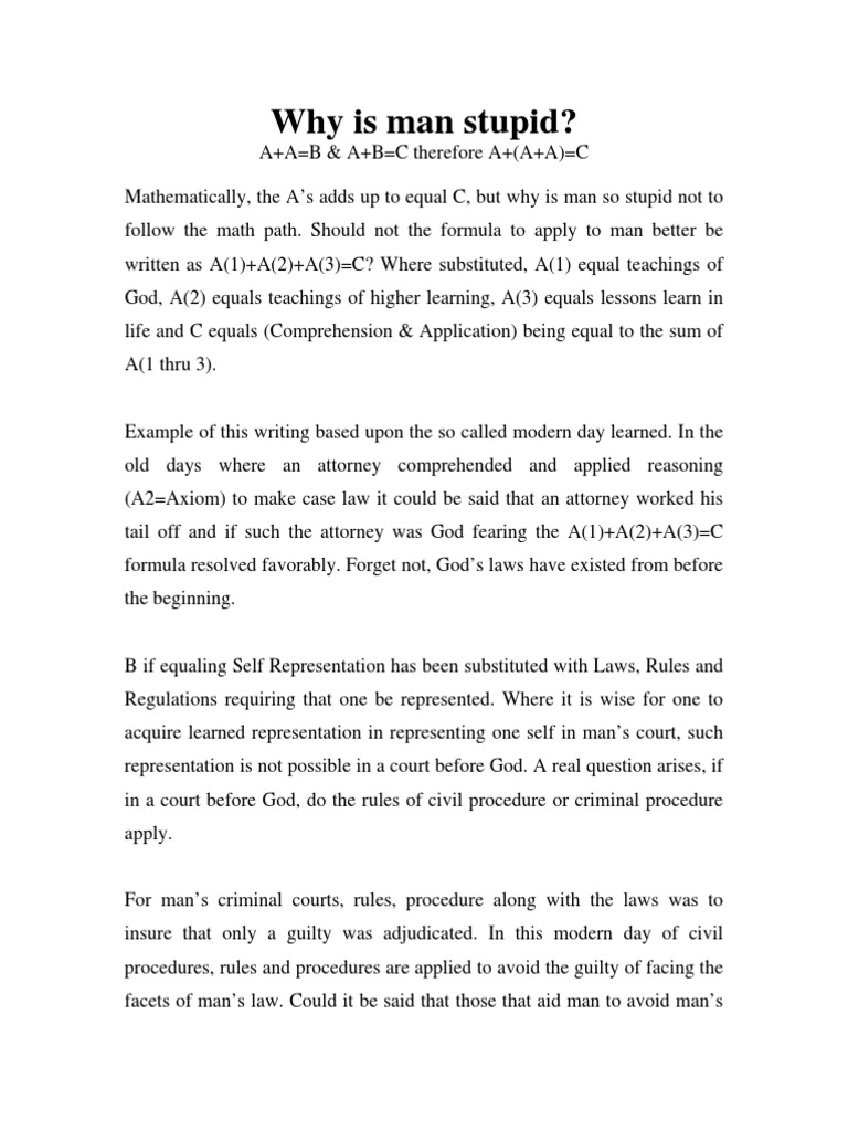 Why Is Man Stupid | PDF | Lawyer | Atheism