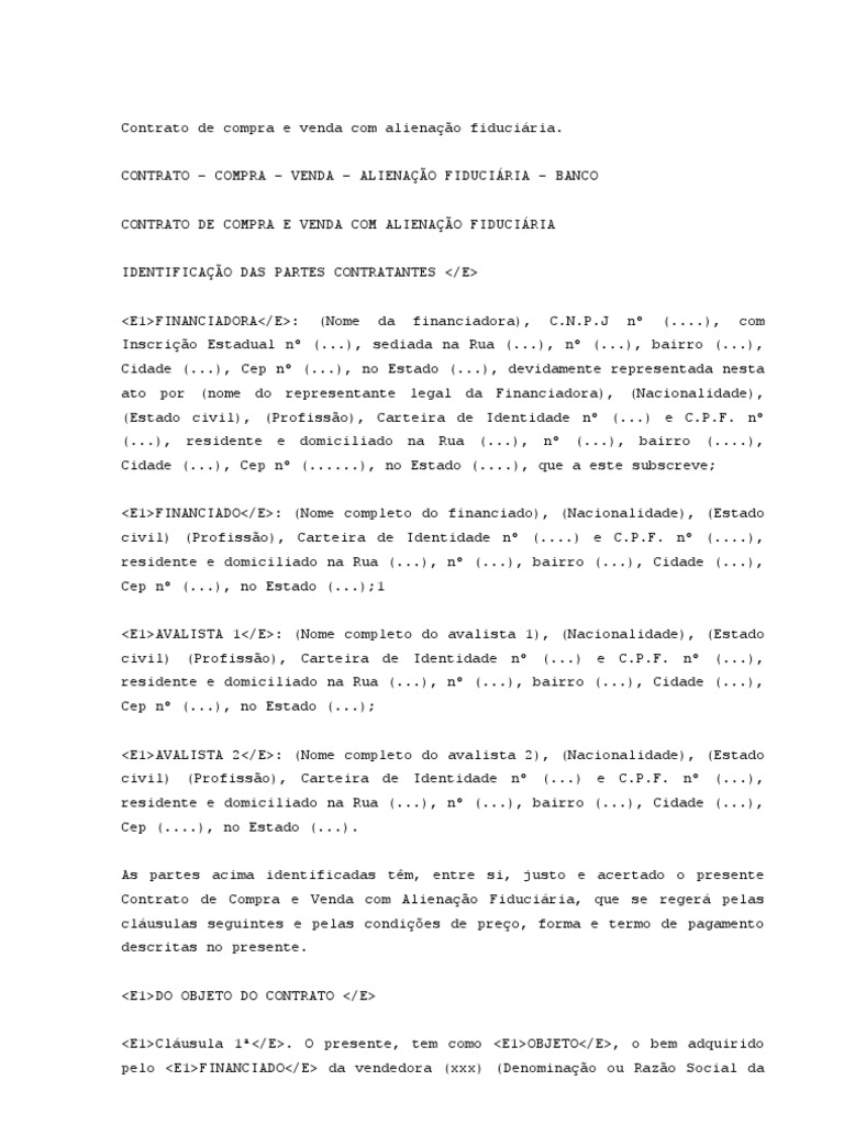 Contrato de Alienação Fiduciária | PDF | Direito Privado | Economias