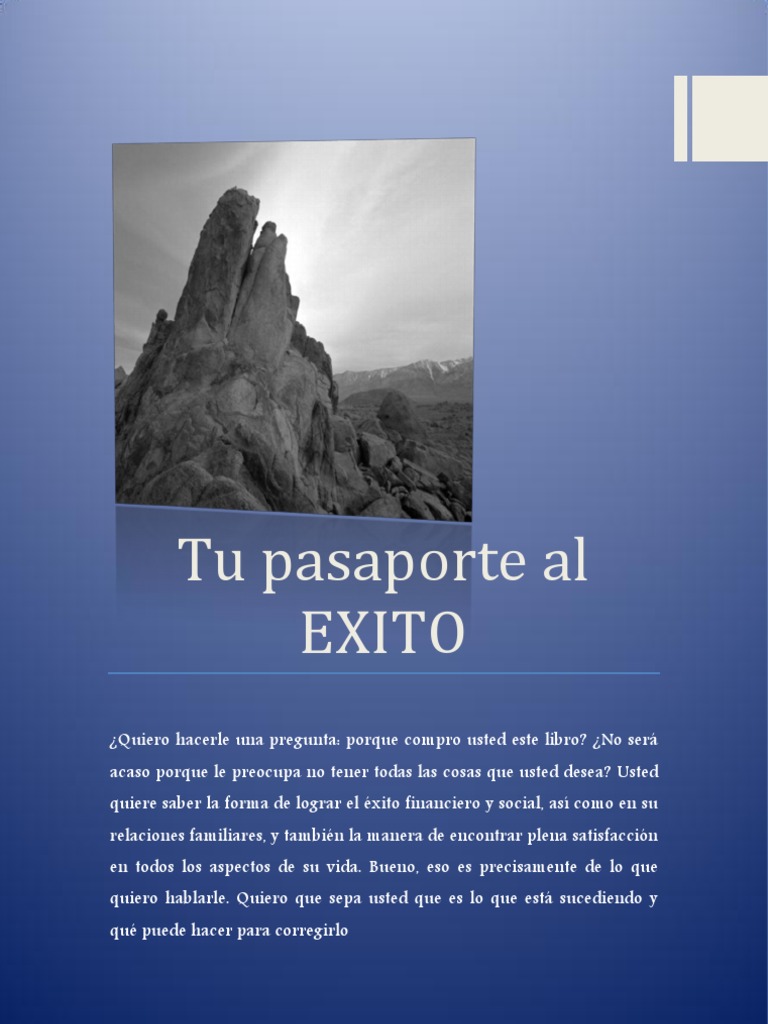 Tu Pasaporte Al Exito Conocimiento Pobreza Prueba