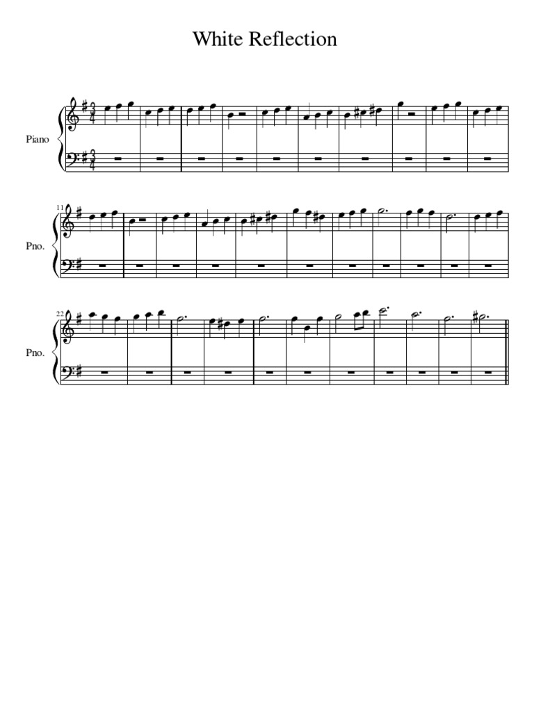 White Reflection Piano Sheet Music | PDF
