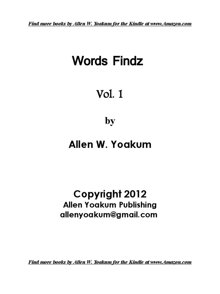 Word Findz Vol. 1 | PDF | Games Of Mental Skill | Leisure