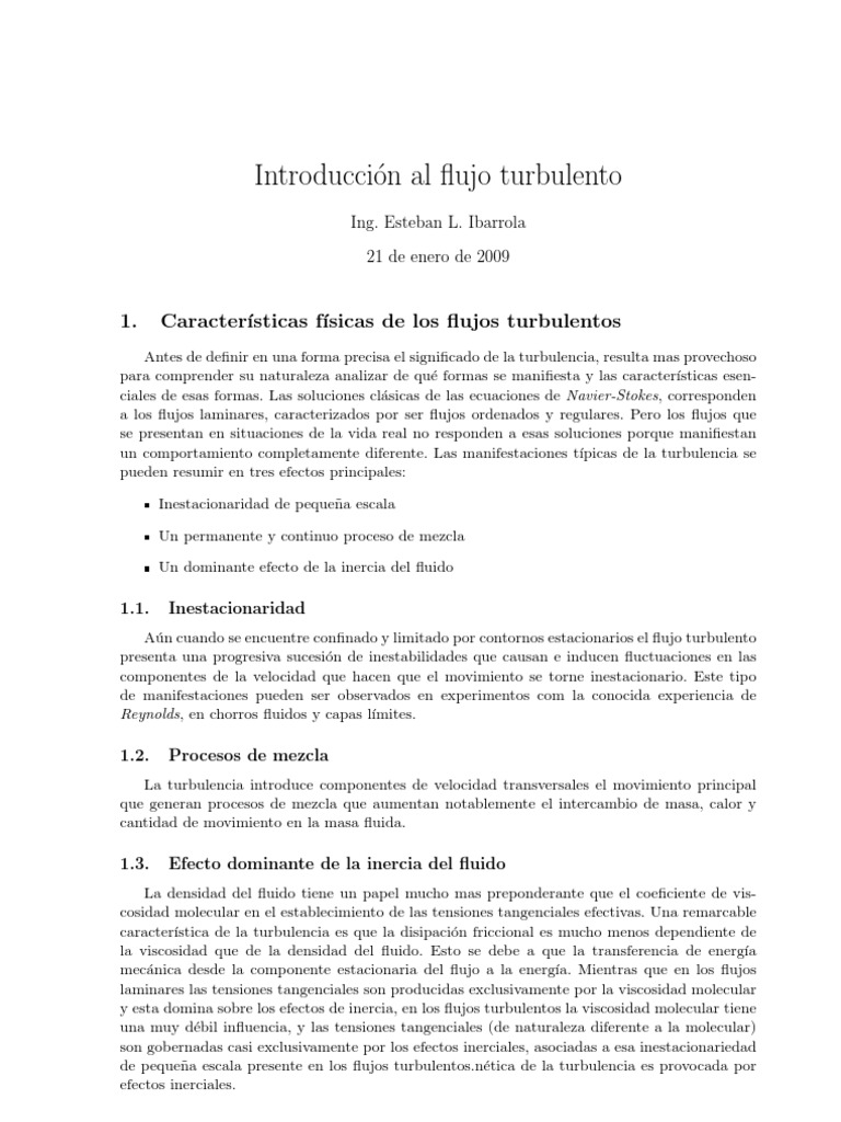 Tensiones de Reynolds PDF Movimiento (física) Viscosidad