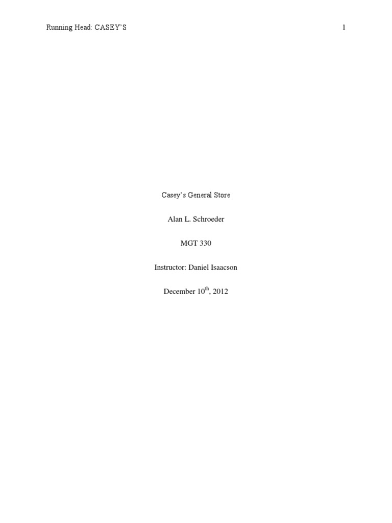 Casey's General Store PDF Employment Strategic Management