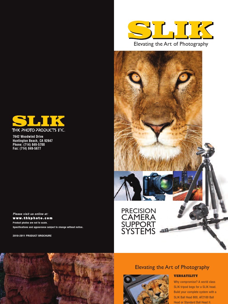 Slik Tripods - Catalog 2010 | PDF | Tripod (Photography) | Camera