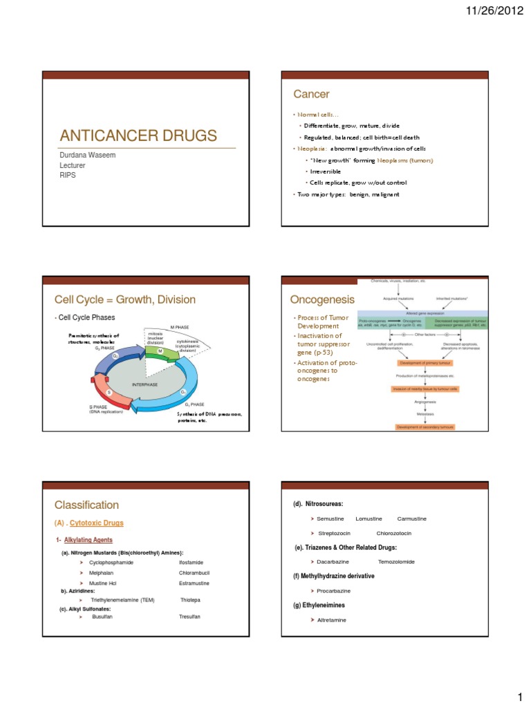 Anticancer Drugs Classification Overview | PDF | Chemotherapy | Cancer