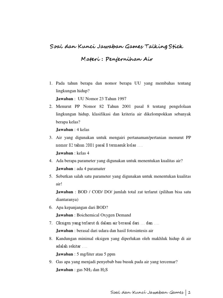 Soal Games Penjernihan Air Fixed