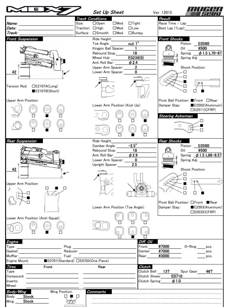Track Setup Sheet for Racing Vehicles | PDF | Business | Sports ...