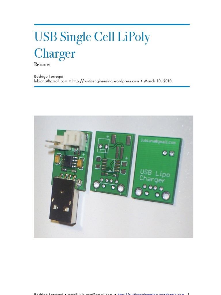 MAX1811 USB LiPoly Charger Design | PDF | Battery Charger | Usb