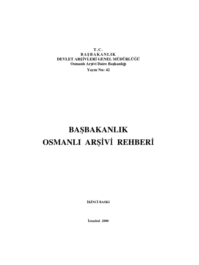 Basbakanlik Osmanli Arsivi Rehberi Pdf
