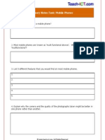 Theory Notes Task: Mobile Phones