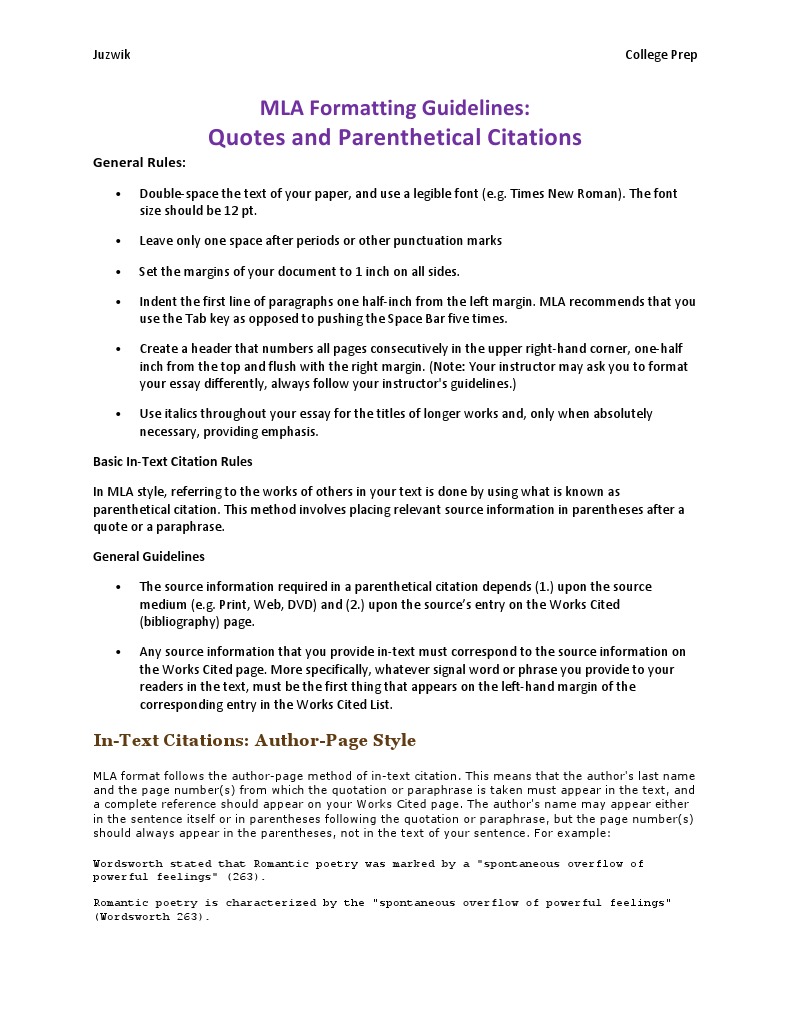 mla formatting guidelines Citation Bracket