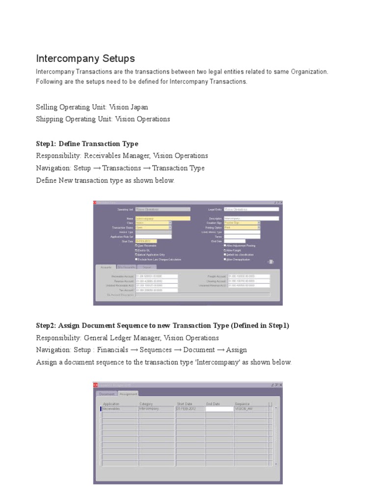Intercompany Transaction Setup Guide | PDF | Finance & Money Management