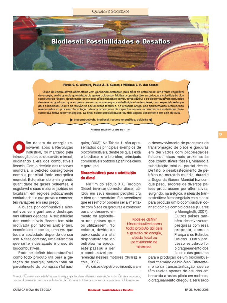 Biodiesel: Produção e Desafios | PDF | Biodiesel | Biocombustível