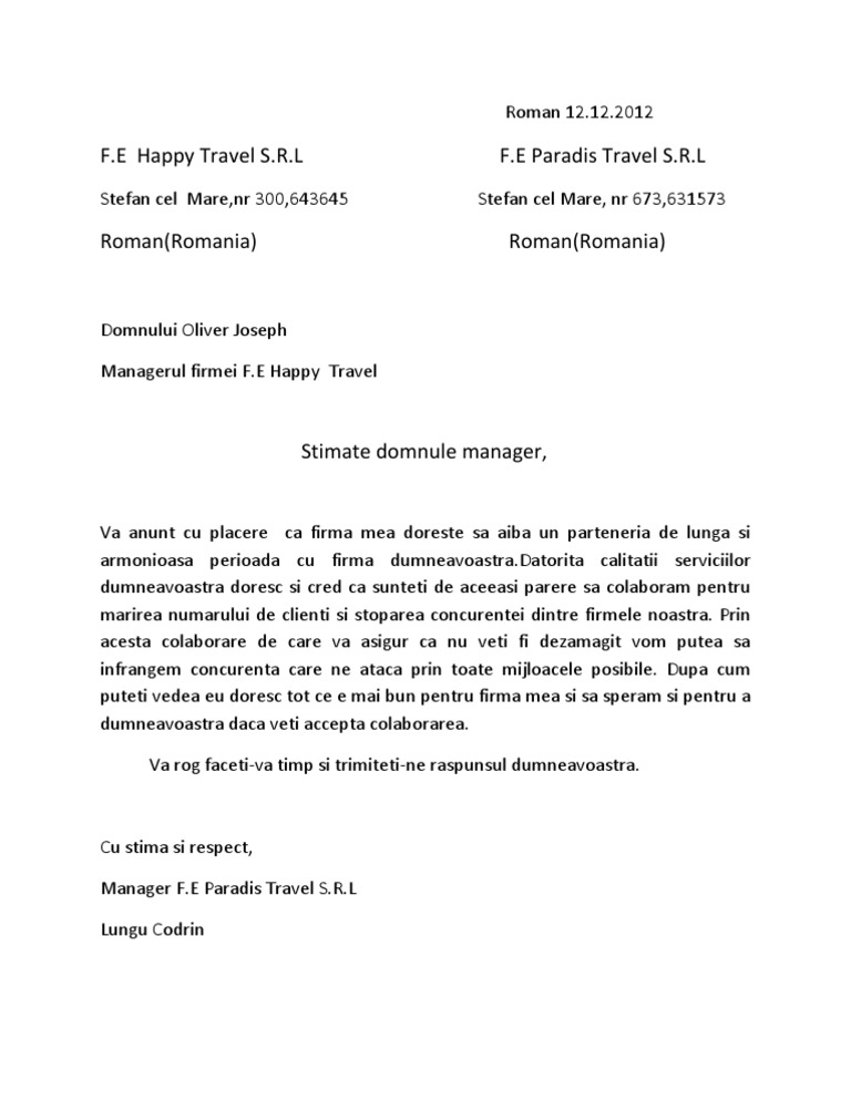 Scrisoare de afaceri