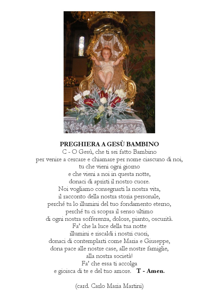 PREGHIERA A GESÙ BAMBINO