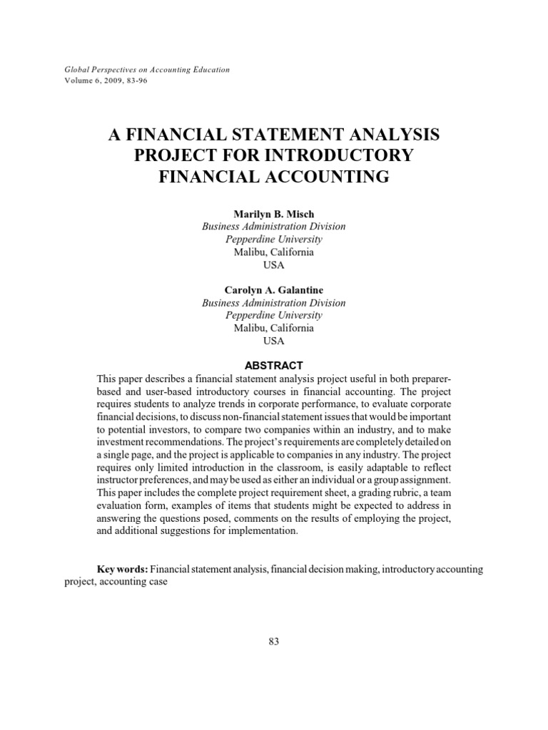 Financial Statement Analysis Project Guide | PDF | Financial Statement ...