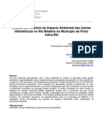 Analise do Relatório do Impacto Ambiental das Usinas Hidrelétricas no Rio Madeira no Município de Porto Velho/RO