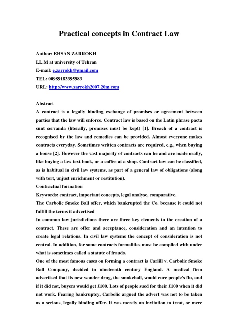 Practical Concepts in Contract Law | PDF | Offer And Acceptance ...