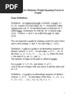 Algorithms For Minimum Weight Spanning Forests in Graphs Some Definitions