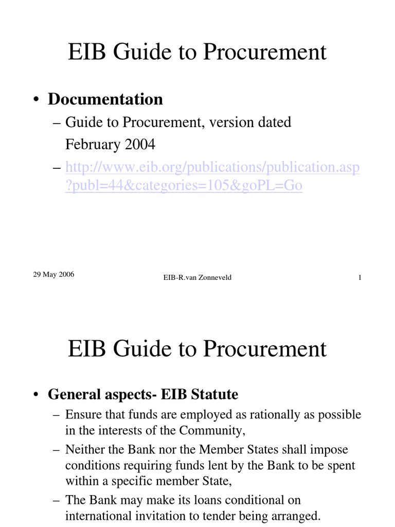 EIB Procurement Guidelines Overview | PDF | Procurement | European Union