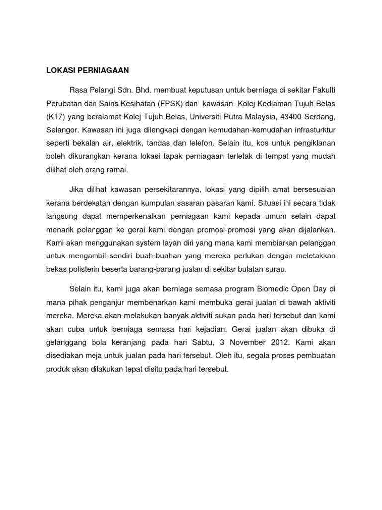 Lokasi Perniagaan Business Plan Pdf