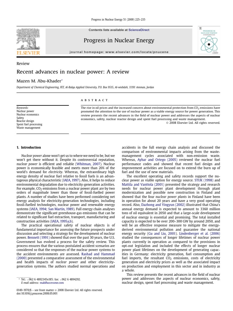 Recent Advances in Nuclear Power | PDF | Radioactive Waste | Nuclear Power