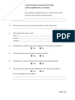 Employee/Contractor Questionnaire Employer/Principal'S Version