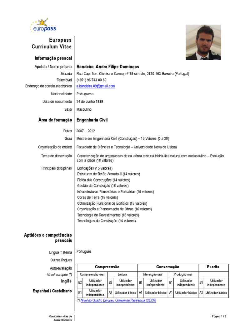 Cv Engenheiro Civil Portugal Engenharia