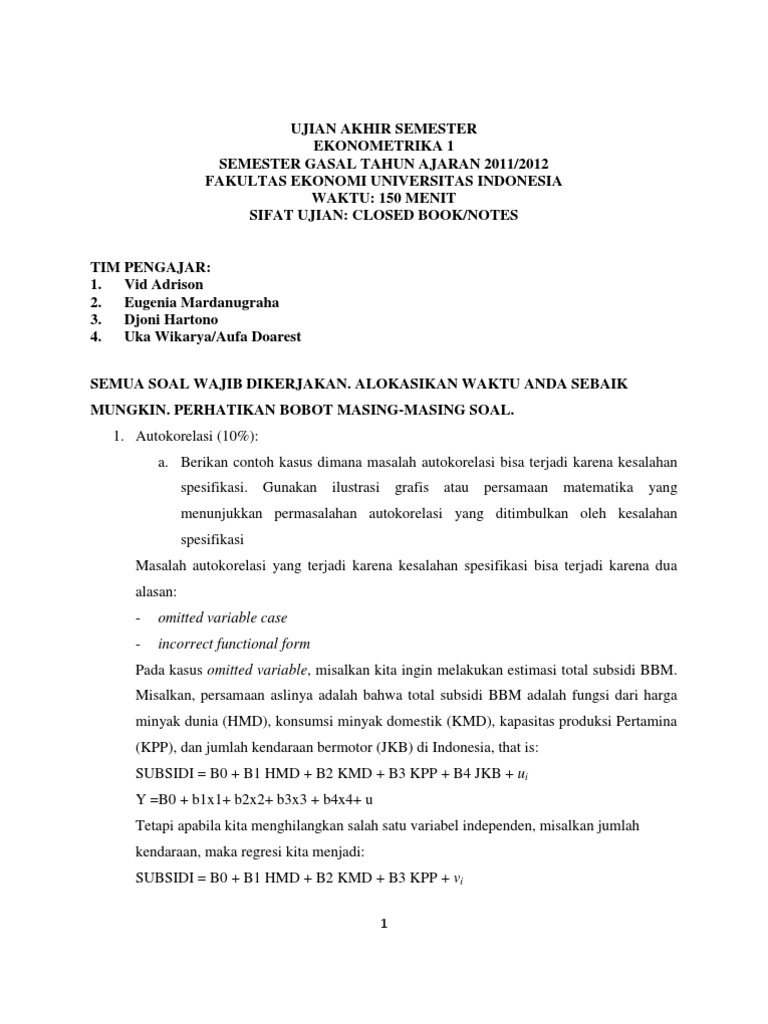 Contoh Soal Time Series Beserta Jawabannya