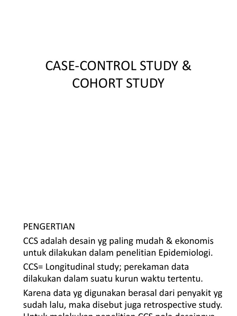 Studi Kasus-Kontrol & Kohort: Perbandingan | PDF | Metode & Bahan Ajar ...