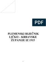 Plemenski Riječnik Ličko Krbavske Županije