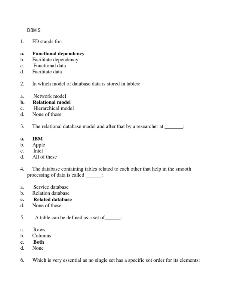 Dbms mcq sql relational database free 30 day trial scribd