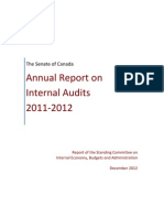Senate of Canada Annual Report On Internal Audits 2011-2012