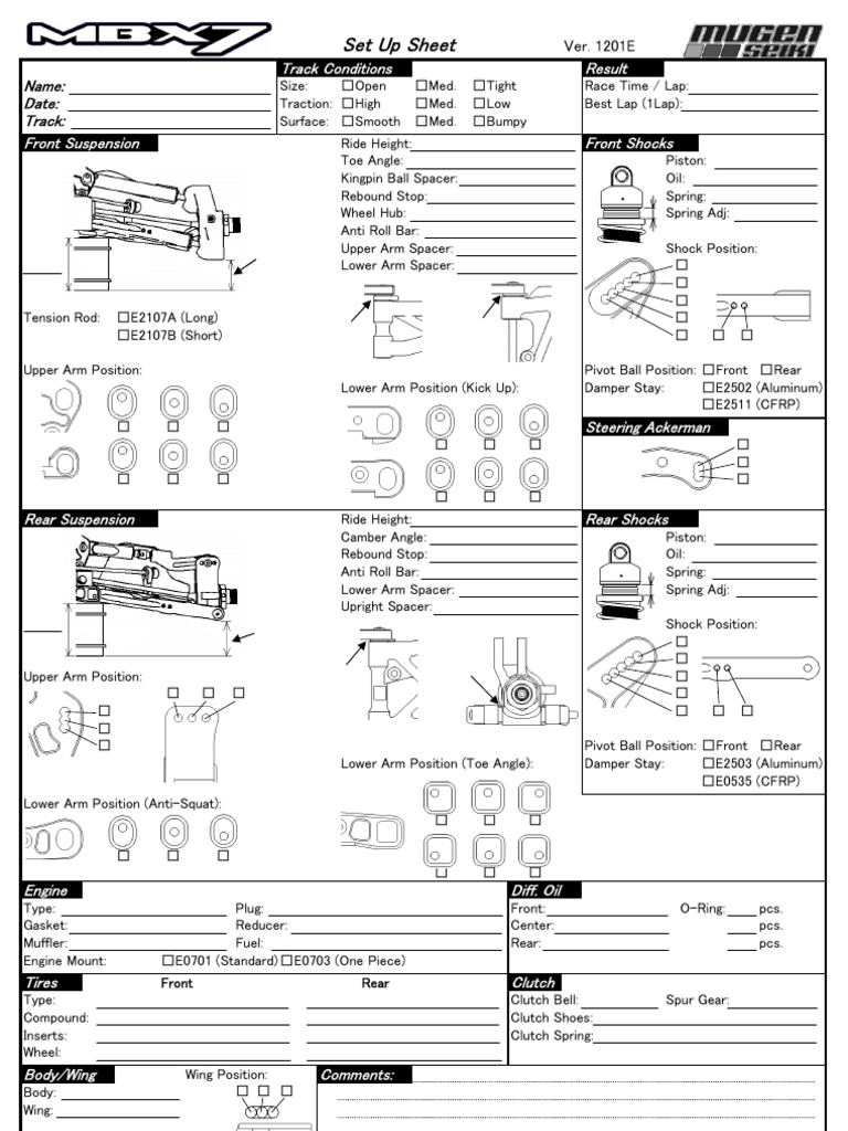 MBX-7 Editable Setup Sheet | PDF