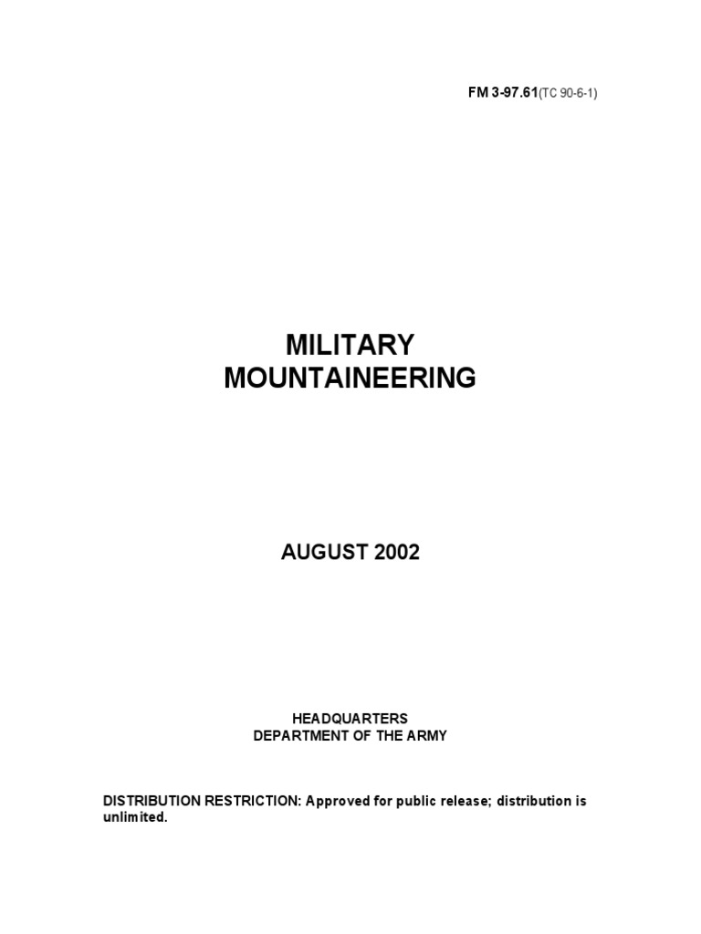FM 3-97.61 (TC 90-6-1) Military Mountaineering (Feb 2003) | PDF | Science &  Mathematics | Technology & Engineering