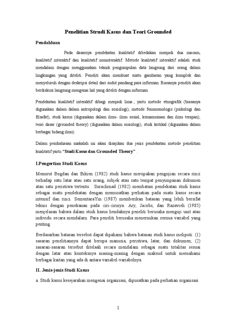 Penelitian Strudi Kasus Dan Teori Grounded Pdf