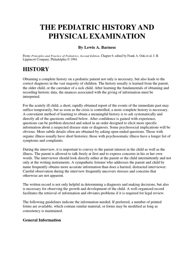 PEDIATRIC HISTORY AND PHYSICAL EXAMINATION visual data 8