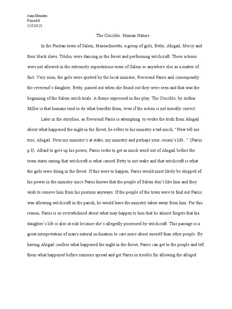 The crucible human experiences essay picture
