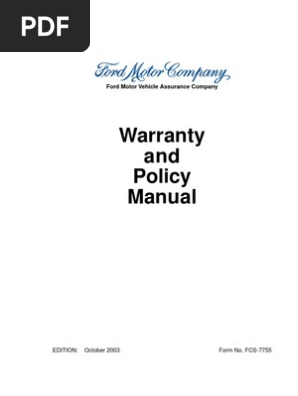 Ford Warranty & Policy Manual - User rights